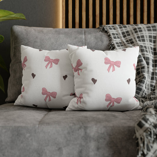 Bows N' Hearts Square Pillow Case